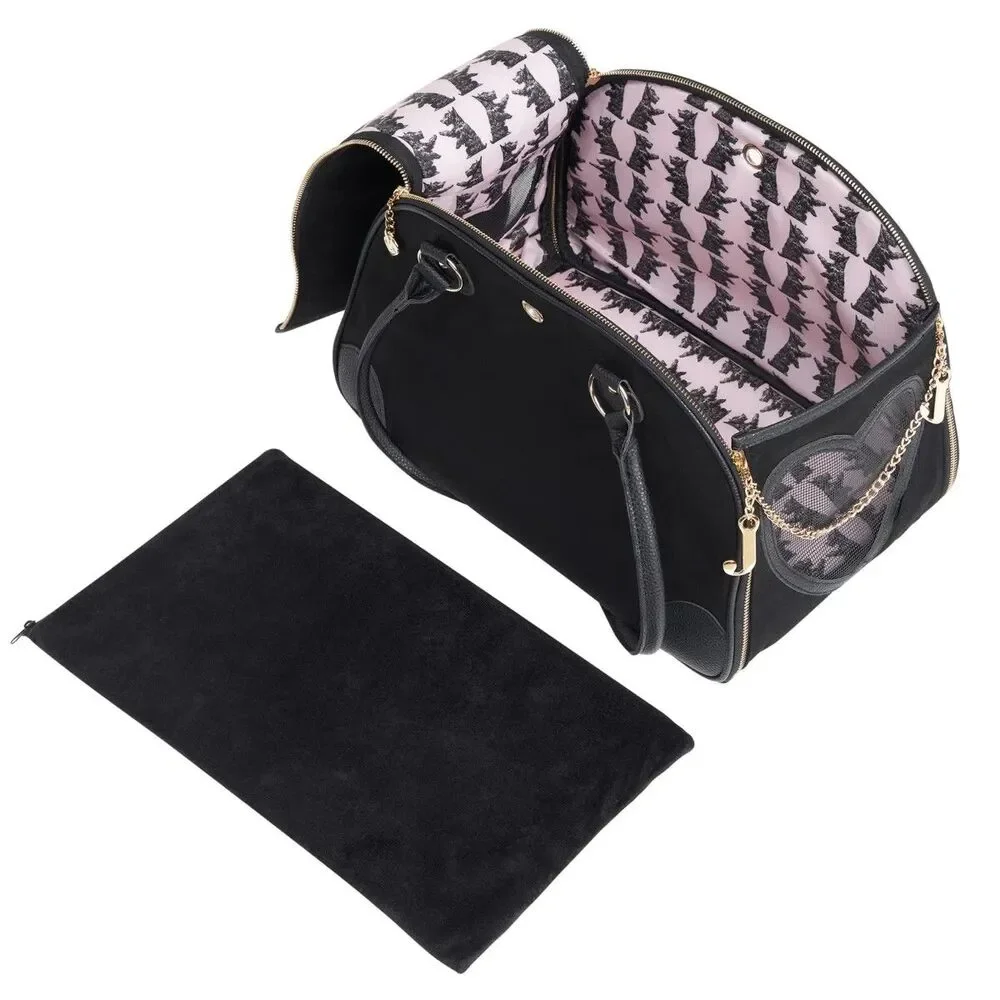 NWT Vintage Juicy Couture Pet Carrier Black & Pink Travel Bag Dog & Cat